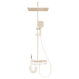 万和淋浴花洒套装奶白琴键花洒全套增压花洒喷头浴室淋浴器全铜龙头