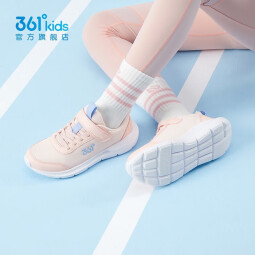 361°儿童运动鞋男童跑鞋中大童春夏大网孔轻便魔术贴女童单网透气运动 【密网】玫瑰水粉色/黛粉色 37