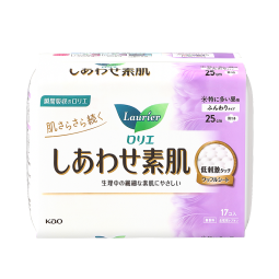 乐而雅（laurier）花王卫生巾日用素肌F系列进口姨妈巾25cm*17片日本绵柔超薄