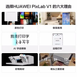 华为（HUAWEI） PixLab V1 无线彩色喷墨墨水打印机照片家用办公三合一复印扫描/远程打印 PixLab V1 标配（无线/三合一） 官方标配