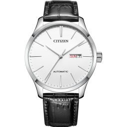 西铁城（CITIZEN）机械机芯牛皮表带时尚休闲简约商务防水男表NH8350-08B