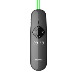 ASiNG大行A8 LED液晶屏数字激光笔教师用多功能ppt翻页笔百米遥控凸显放大 时间显示可定时 32GU盘绿光