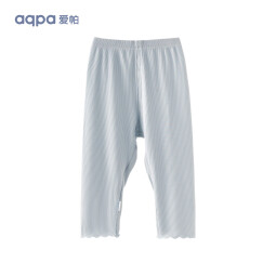 aqpa宝宝【莫代尔】裤子婴儿弹力打底裤女童休闲裤夏季七分裤薄可爱 远山蓝 90cm