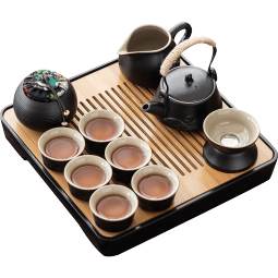 京东京造 茶具整套 功夫茶具陶瓷套装茶壶茶杯茶盘【黑陶提梁壶】 12件套 