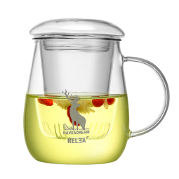 物生物（RELEA）茶杯女士茶水分离杯玻璃杯办公泡茶杯子耐高温花茶杯520节日礼物