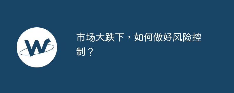 风险控制：市场暴跌自救指南
