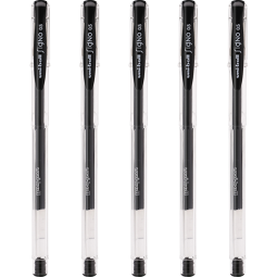 uni三菱 uni-ball UM-100黑色中性笔高颜值0.5mm黑笔签字笔商务学生考试专用水笔水性笔套装 5支
