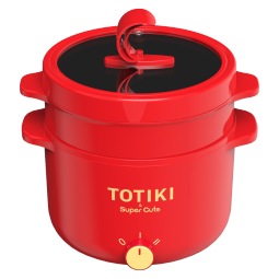 拓几（TOTIKI） 电煮锅多功能电热锅家用不粘电炒锅宿舍学生小嗨锅寝室电蒸锅烤涮一体锅煮面炖火锅 2L 中国红（蒸笼款）