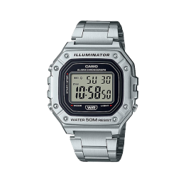 卡西欧（CASIO）复古防水学生电子手表男女情侣夜光小方表 W-218HD-1AVDF