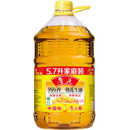 鲁花 食用油 5S 物理压榨 压榨一级 花生油5.7L（新老包装随机发放）