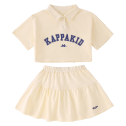 Kappa Kids卡帕童装女童夏装套装新款大童洋气夏款网红儿童两件套 黄色 160 cm 13-14岁
