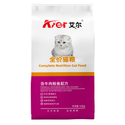 艾尔（Aier）猫粮 牛肉鲑鱼配方 幼猫成猫 通用全价猫粮 10kg20斤