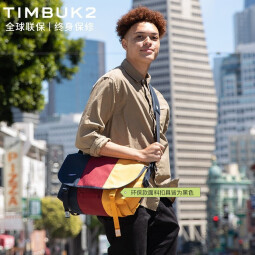 TIMBUK2拼色邮差包经典信使包斜挎包通勤包单肩挎包运动骑行背包送男友礼 黄色/红色环保款 XS