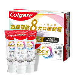 高露洁（Colgate）Total全效备长炭牙膏进口港版亮白抗菌去牙结石去牙菌斑150g*3