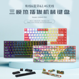 新贵GM840PRO三模热插拔机械键盘 办公/游戏键盘 RGB背光 PBT键帽原厂高度 多种轴体可选 黑色【鹤舞月明】凯华BOX红
