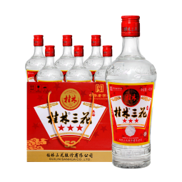 桂林三花酒 高度白酒 米香型 三星三花玻瓶 52度 480ml*6瓶 整箱装 