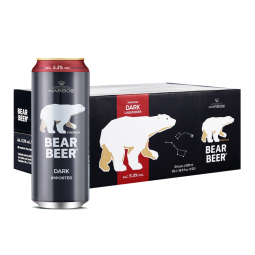 豪铂熊（BearBeer）黑啤酒500ml*24听 焦香浓郁 整箱装 德国原装进口