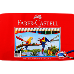 辉柏嘉（Faber-castell）彩铅36色水溶性彩铅 彩色铅笔 画笔套装 绘画工具 彩笔套装115937（红铁盒装）美术写生