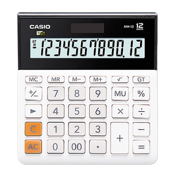 CASIO卡西欧计算器MH/DH-12商务会计财务办公计算器时尚白领大屏幕大按键太阳能计算器 【小号 无语音】MH-12白色