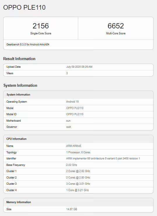 OPPO K13 Turbo跑分曝光！单核2156分，多核6652分