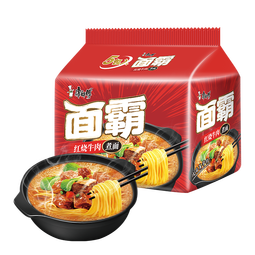 康师傅方便面 面霸煮面红烧牛肉五连包120g*5 泡面袋装速食 方便食品