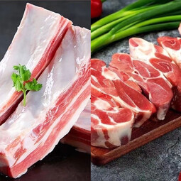 新鲜羔羊小腿羊后腿羊腿肉带骨羊棒骨羊腱子肉整根或切块烧烤烤肉 小羊腿块+羊排条 2kg 各2斤