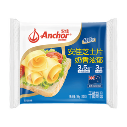 安佳(Anchor) 新西兰进口乳源 切达奶酪轻咸味芝士片166g 泡面三明治