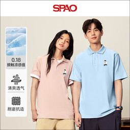 SPAOSP韩国同款经典小熊男士夏季休闲POLO衫宽松翻领短袖SPPL25SD07XY 藏青#SP象牙熊-贴布绣 L
