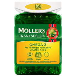 沐乐思（Mollers）【挪威百年品牌】纯净深海鳕鱼肝油胶囊160粒/瓶