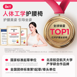 BKT护腰坐垫久坐神器腰垫汽车腰靠腰托腰椎呵护办公室大号透气靠背垫 超大珊瑚色【300斤以内】