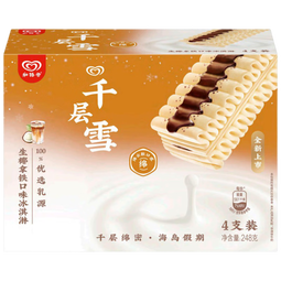 千层雪 千层雪棒 生椰拿铁口味冰淇淋62g*4雪糕 冰淇淋