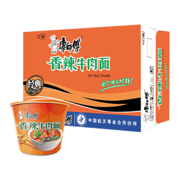 康师傅 方便面 经典香辣牛肉桶面111g*12 泡面整箱速食 方便食品