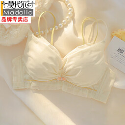 莫代尔内衣女士聚拢小胸性感胸罩无钢圈收副乳防下垂文胸内裤套装春夏季 香槟色-单件 70A (160)