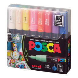 uni三菱 POSCA丙烯马克笔（极细）16色套PC-1M 画笔海报广告记号笔绘画手绘涂鸦笔画画