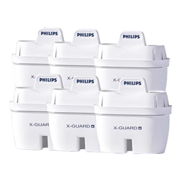 飞利浦（PHILIPS）净水壶 滤水壶 家用过滤壶 厨房自来水过滤器 滤水器 过滤器滤芯 便携净水杯 AWP2814蓝色/白色 滤芯6只装