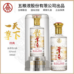 五粮液股份出品 白酒 浓香型白酒 纯粮酒 礼盒装 52度 500mL 2瓶 一尊天下经典
