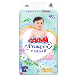 大王（GOO.N）花信风拉拉裤 小短裤式尿不湿轻薄透气婴儿尿裤成长裤学步裤尿片 纸尿裤 L56片 (9-14KG)