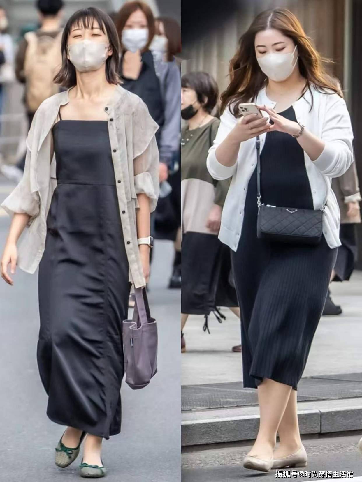 看了日本街拍才发现：满街都是“长裙+平底鞋”，却个个时髦显高