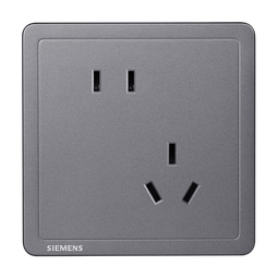 西门子（SIEMENS）开关插座 10A斜五孔插座面板 致典深灰银5UB14183NC072P