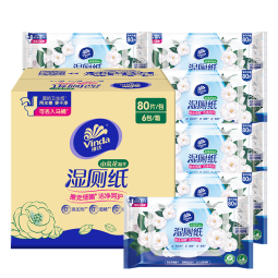 维达（Vinda）湿厕纸【孙颖莎推荐】家庭装80片*6包 山茶花精华 厕纸湿巾厕纸