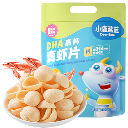 小鹿蓝蓝DHA高钙真虾片 宝宝儿童零食 虾片磨牙饼干零食脆片10小袋120g 
