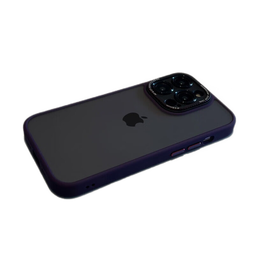 米狮新款高级金属镜头全包适用苹果手机壳iPhone保护套超薄防摔透明撞色简约亚克力男女款软边硬壳 苹果12半透暗紫色【高品质，莱卡金属镜头】赠膜