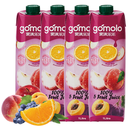 果满乐乐（gomolo）塞浦路斯进口5种水果混合100%纯果汁高VC饮料1升*4瓶婚庆宴席聚餐