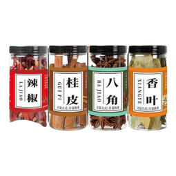 厨房四宝桂皮八角香叶辣椒组合调料家用大全调味料约重160g 厨房四宝4瓶约160g*2套