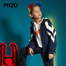马骑顿（MQD）童装男童卫衣中大童针织开衫儿童韩版摇粒绒外套 藏青 110