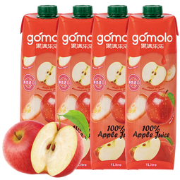 果满乐乐（gomolo）塞浦路斯进口100%苹果汁1升*4瓶纯果汁饮料婚庆宴席聚餐年会