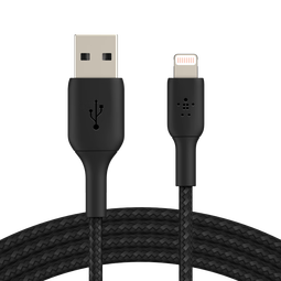 贝尔金（BELKIN）MFi认证Lightning充电尼龙编织数据线适用于苹果iphone14 A转Lighting 1米黑色 编制款