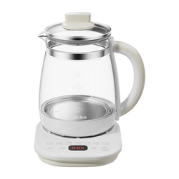 美的（Midea）家用养生壶 1.5L全自动玻璃烧水壶 多段保温电热水壶 一体恒温煮茶壶 轻音柔声炖煮智能预约 升级新品【玻璃壶盖】YS15P202 1.5L
