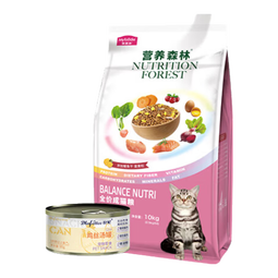 麦富迪营养森林全价猫粮通用型天然粮 【成猫】10kg+拉妃猫罐