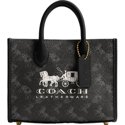 蔻驰（COACH）【七夕礼物】女士马车图案印花ACE 17号托特包单肩包斜挎包女包 B4/松露色 黑色